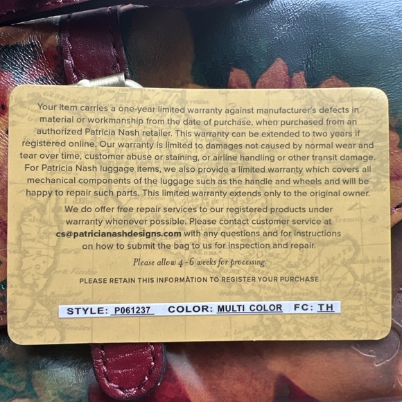 Patricia Nash Torri Small Floral Leather Crossbody Bag Clutch 7.5" x 5" x 2" - Picture 13 of 14